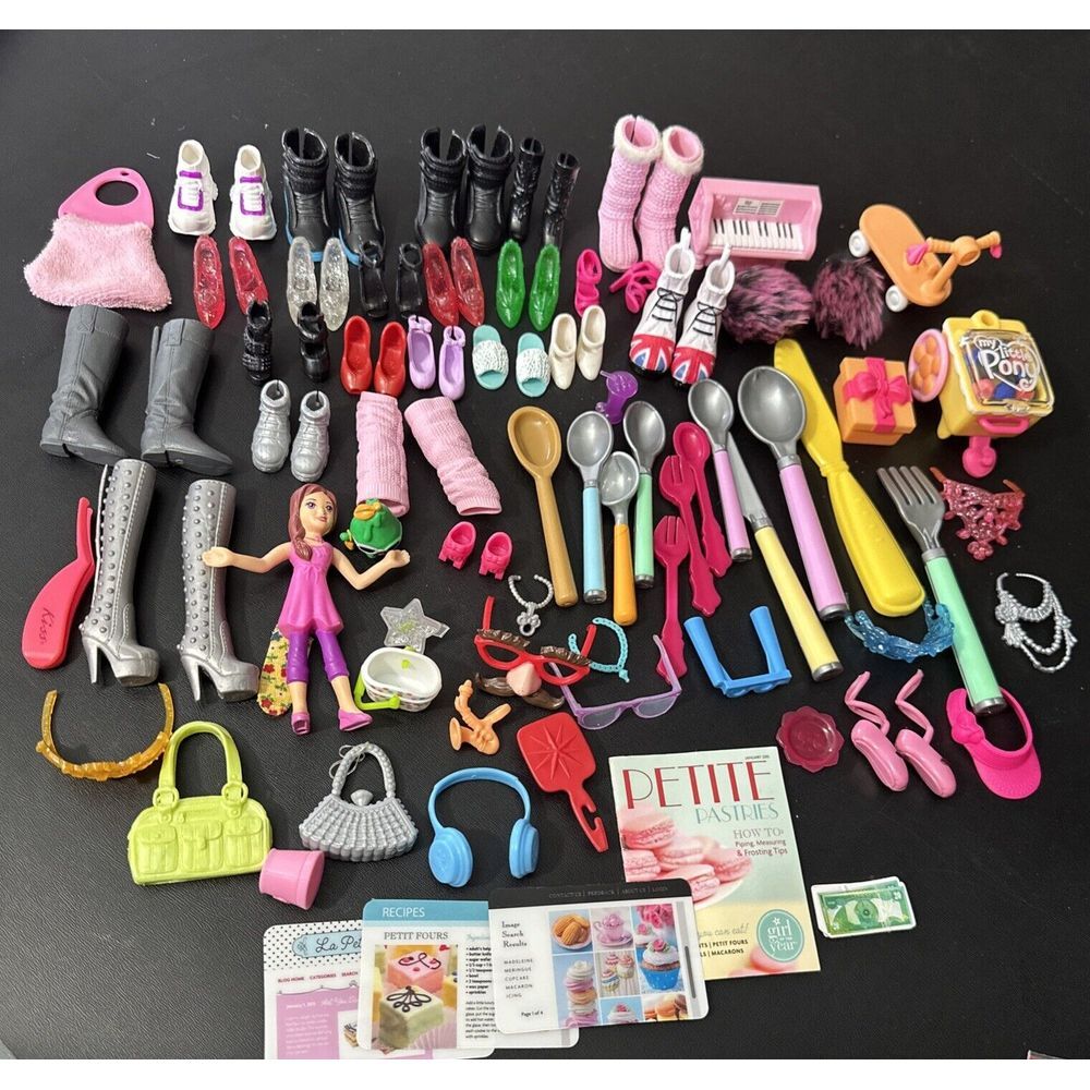 Lot‎ Of Mixed Size Doll Clothes, Shoes, Accessories